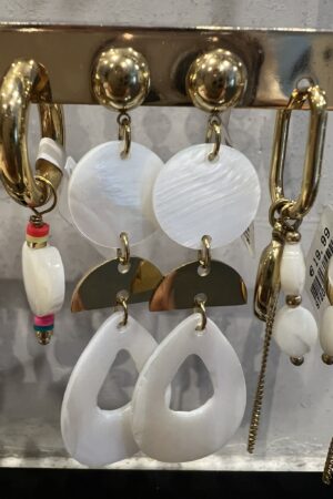 Oorknopjes 'Lang' - Goud/wit