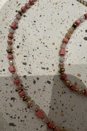 Ketting kraaltjes - Roze/goud