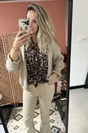 Blouse 'Vera' - Panter bruin/beige