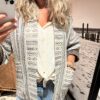Jasje 'Kimono' - Paars/Beige streep - Afbeelding 2