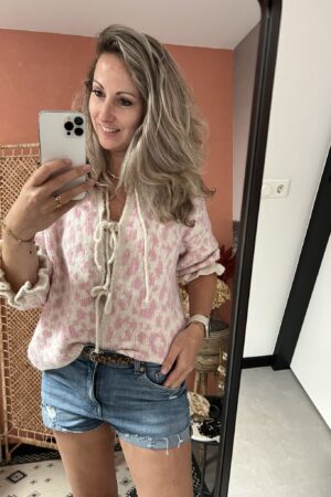 Strikvest 'Panter' - Wit/Roze