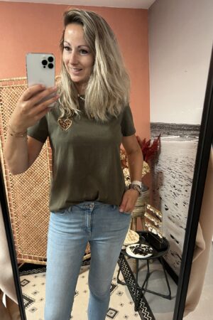 T-shirt 'Panter hartje' - Army