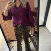 Top - Taupe/Paars/Zwart (Lange mouw)