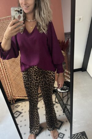 Top - Taupe/Paars/Zwart (Lange mouw)