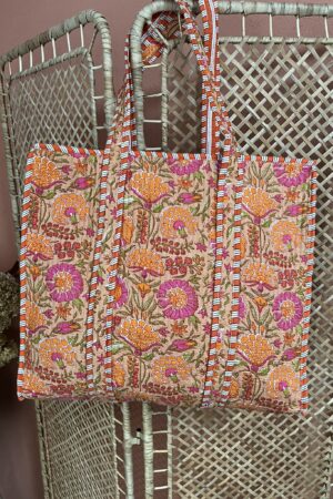 Quilt shopper Bag - Roze/Oranje