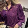 Blouse 'Fluffy bloem' - Paars - Afbeelding 3