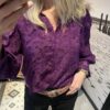 Blouse 'Fluffy bloem' - Paars - Afbeelding 4