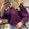 Blouse 'Fluffy bloem' - Paars - Afbeelding 6