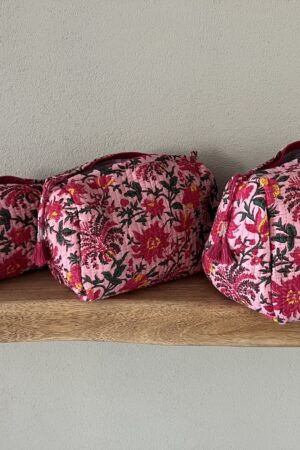 Katoenen toilettas - Roze print