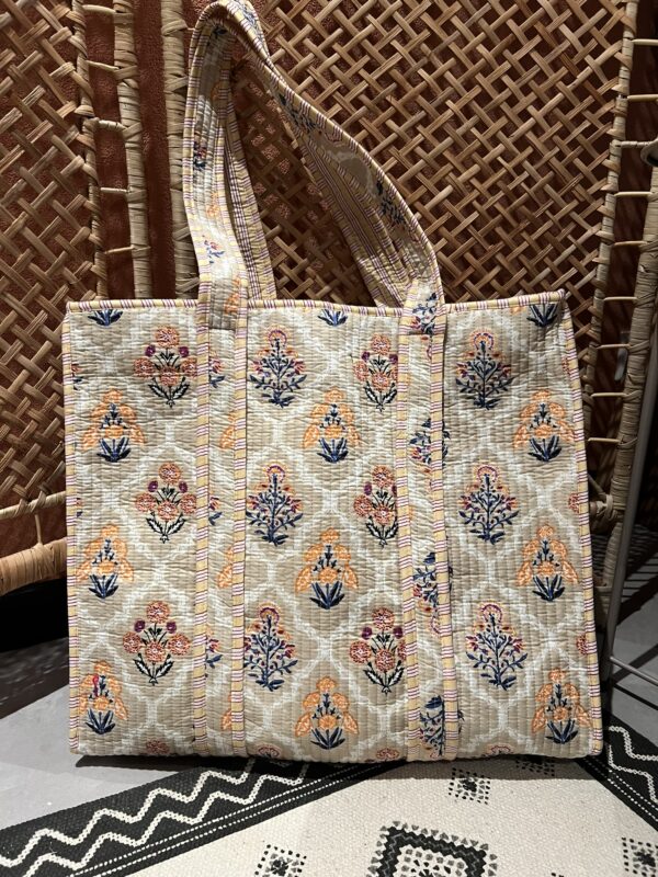 Quilt shopper bag - Beige/Geel