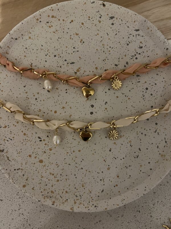 Armbandje stof met bedeltjes - Afbeelding 5
