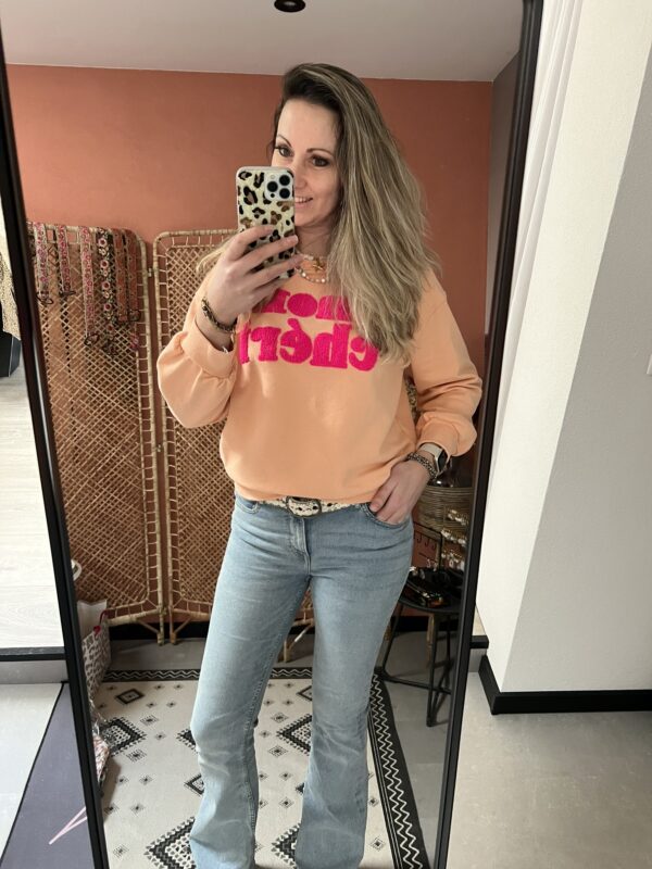 Sweater 'Mon Chéri' - Oranje/Roze - Afbeelding 5