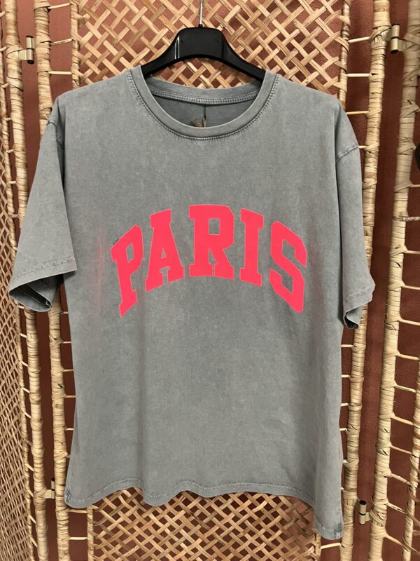 T-shirt 'Paris' - Licht grijs/Roze - Afbeelding 2