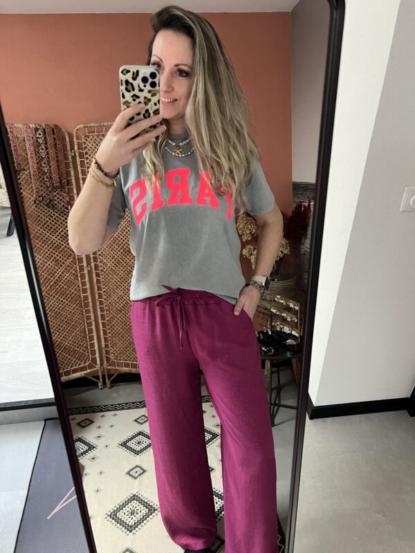 T-shirt 'Paris' - Licht grijs/Roze - Afbeelding 5