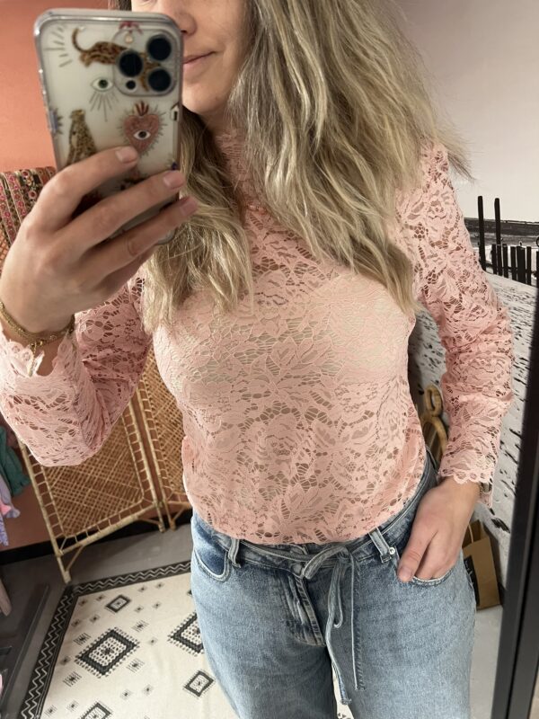 Lace kanten top - Lila (Recht mouwtje) Maat L/XL! - Afbeelding 12