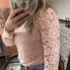 Lace kantentop - Oudroze (Recht mouwtje) Maat L/XL! - Afbeelding 3