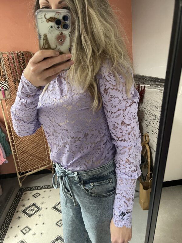 Lace kanten top - Lila (Recht mouwtje) Maat L/XL! - Afbeelding 7