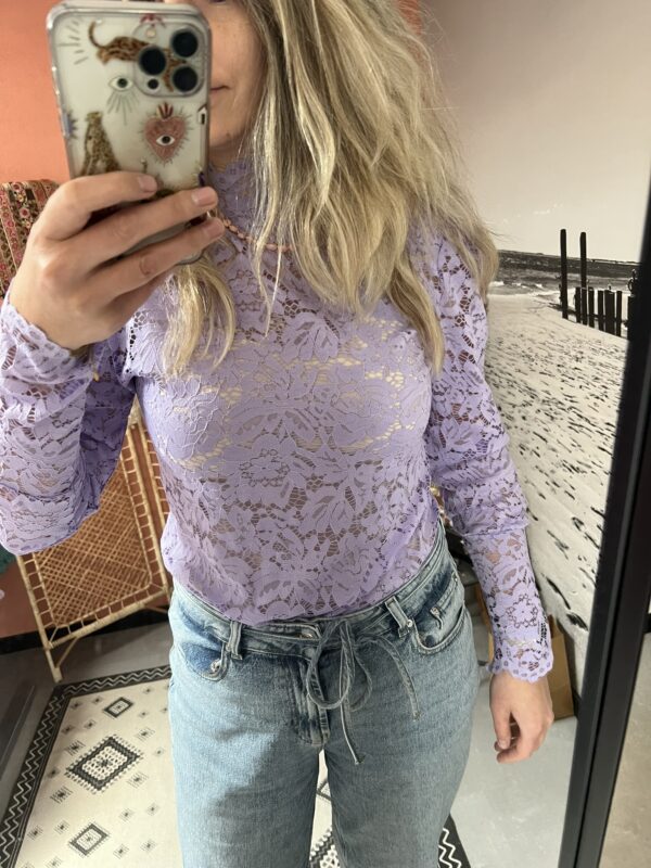 Lace kanten top - Lila (Recht mouwtje) Maat L/XL! - Afbeelding 8