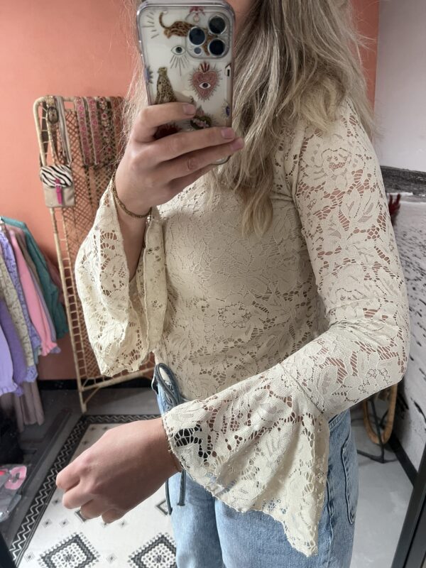 Lace kanten top - Lila (Recht mouwtje) Maat L/XL! - Afbeelding 10