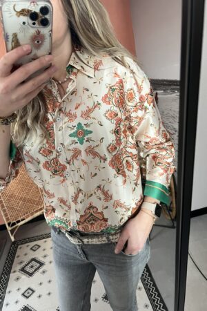 Blouse 'Vera' - Multicolour/Groen OUTLET