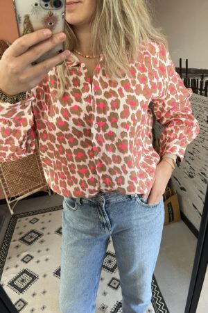 Set Blouse + Broekrokje! Panter Roze/Taupe