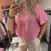 Top/Blouse 'Saar' - Roze linnen look