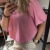 Top/Blouse 'Saar' - Roze linnen look - Afbeelding 2