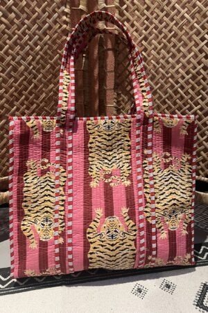 Quilt shopper bag - Roze/Bordeaux panter