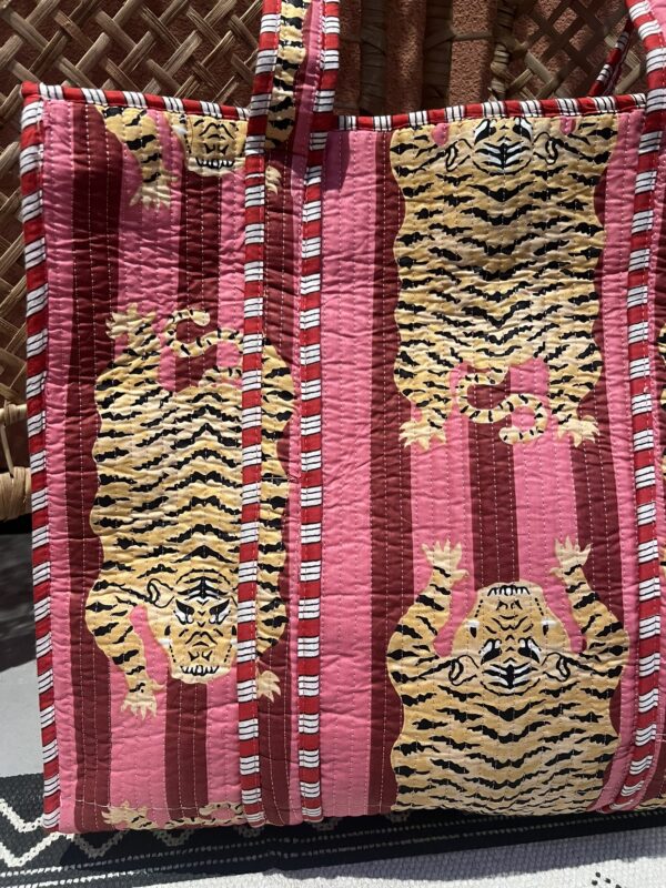 Quilt shopper bag - Roze/Bordeaux panter - Afbeelding 2