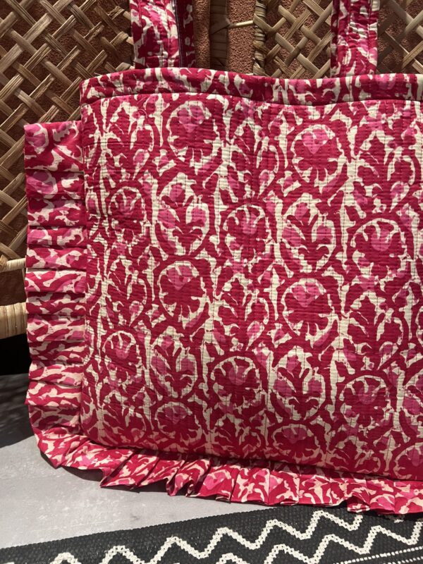 Quilt shopper bag - Roze/wit ruffle - Afbeelding 2