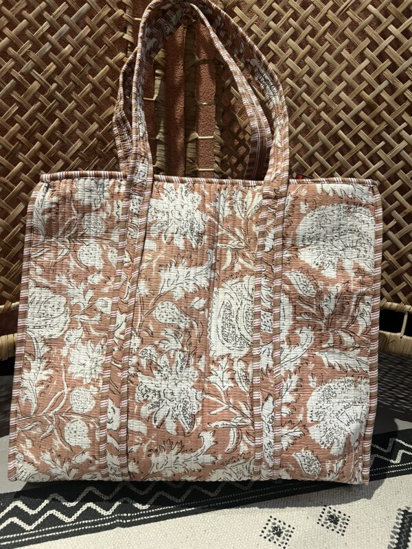 Quilt shopper bag - Taupe/Beige print
