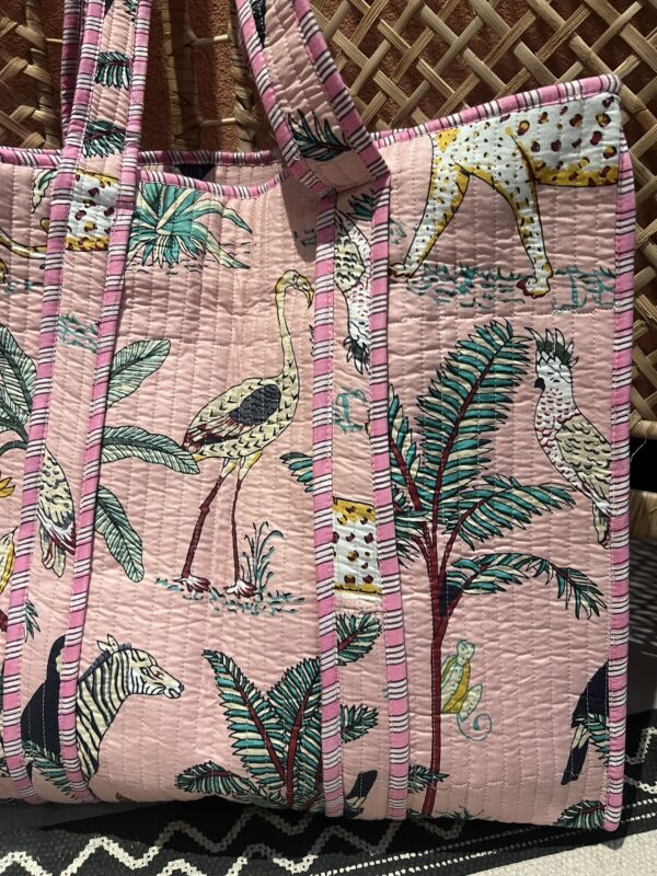 Quilt shopper bag - Lichtroze/dierenprint - Afbeelding 2