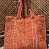 Quilt shopper bag - Oranje(donker)/Roze bloem