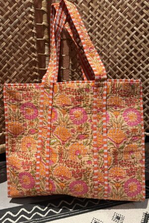 Quilt shopper bag - Oranje/Roze bloem