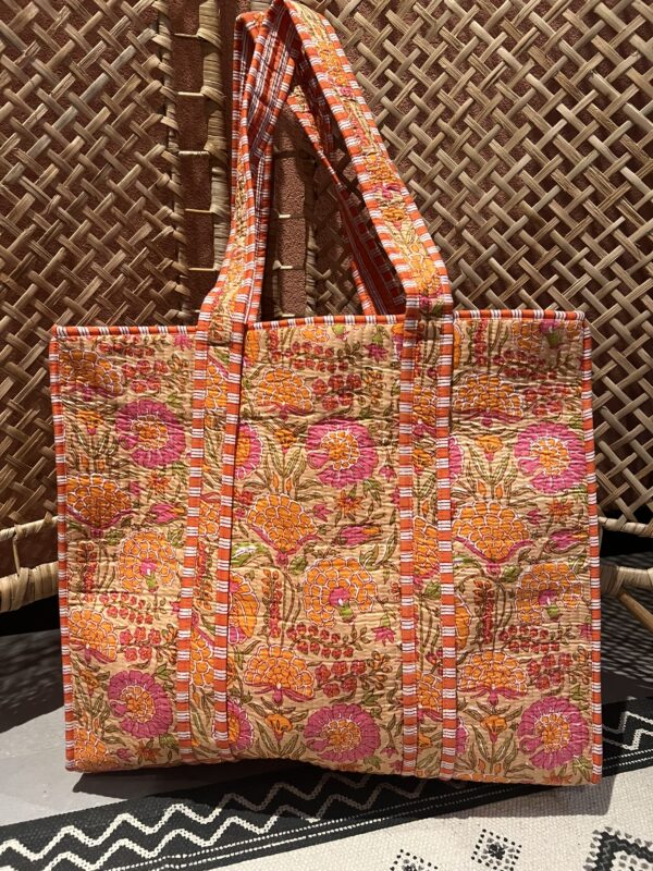 Quilt shopper bag - Oranje/Roze bloem