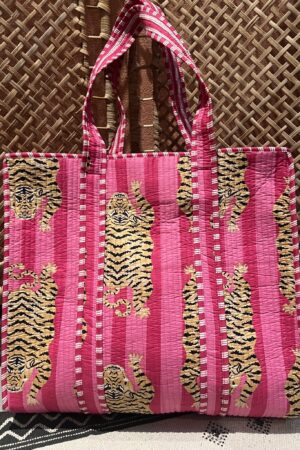 Quilt shopper bag - Roze streep panter
