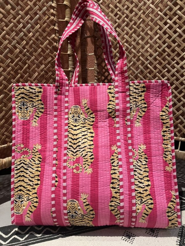 Quilt shopper bag - Roze streep panter