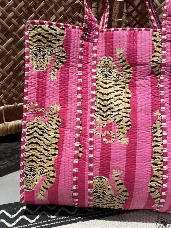 Quilt shopper bag - Roze streep panter - Afbeelding 2