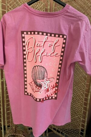 T-shirt - 'Out of office' Roze
