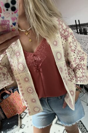 Vestje 'Boho' - Roze/Beige