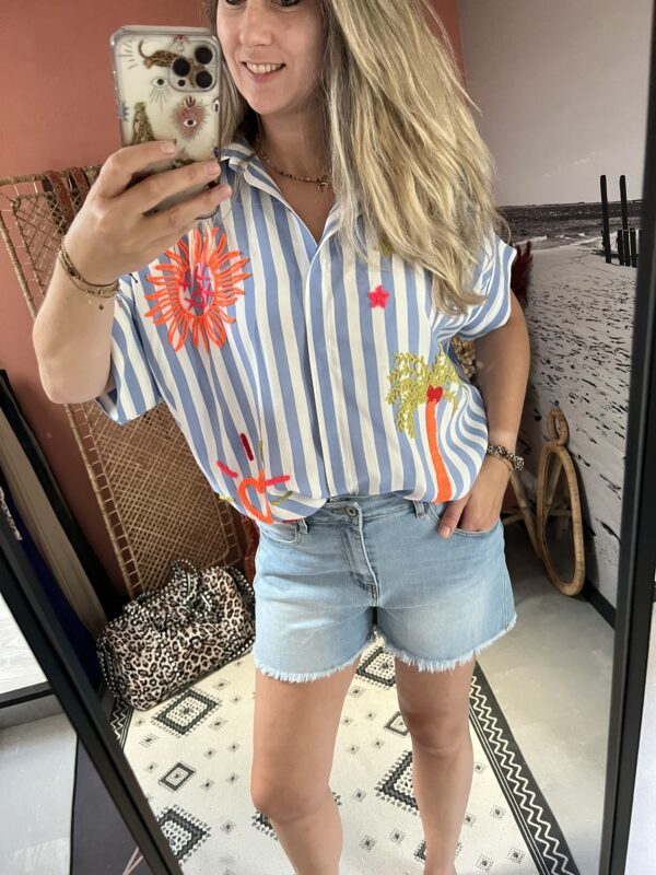 Blouse 'Summer' - Streep Blauw/Wit - Afbeelding 3