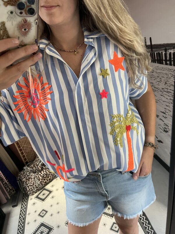 Blouse 'Summer' - Streep Blauw/Wit