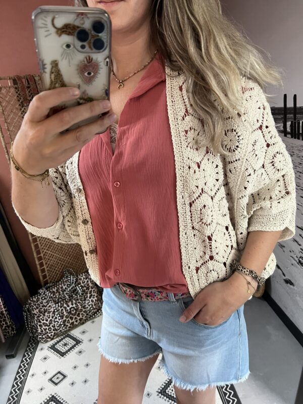 Vestje 'gehaakt' - Beige - Afbeelding 4