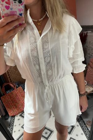Playsuit 'Broderie' - Wit