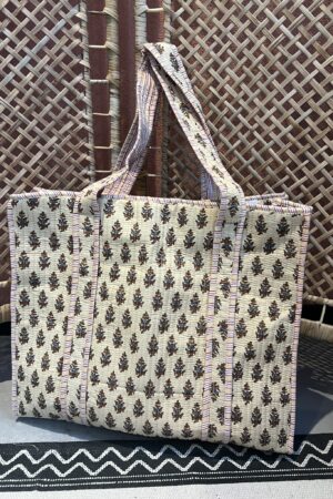 Quilt Shopper Bag - Beige/Bruin
