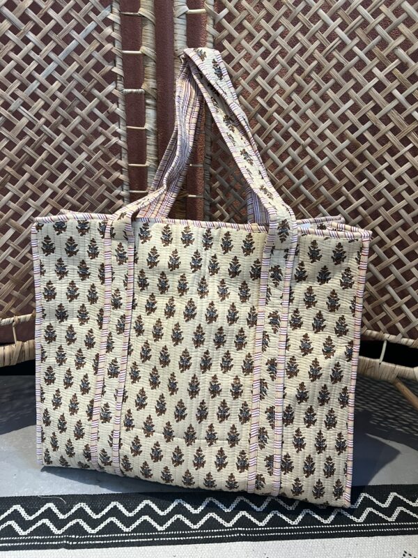 Quilt Shopper Bag - Beige/Bruin