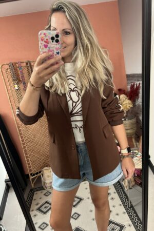 Blazer - Bruin met beige bies