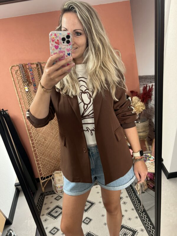 Blazer - Bruin met beige bies