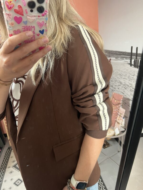 Blazer - Bruin met beige bies - Afbeelding 3