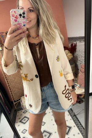 Blazer met patches - Beige